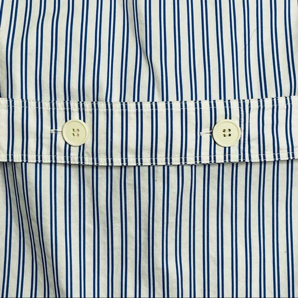 Helmut Lang Blue Striped Sleeveless Tie-Front Cotton Poplin Shirt Size Medium - Picture 8 of 13